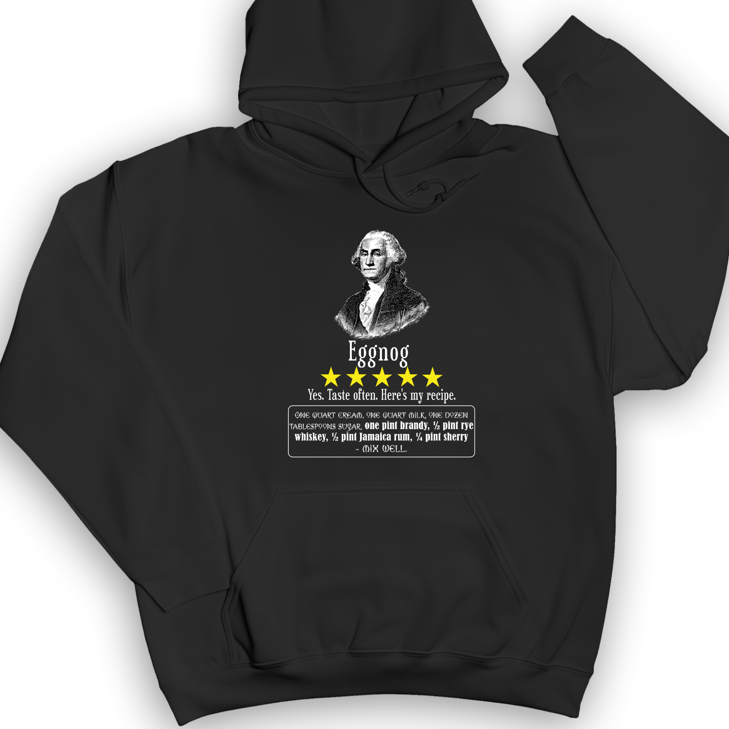 Eggnog George Washington Hoodie Black / S