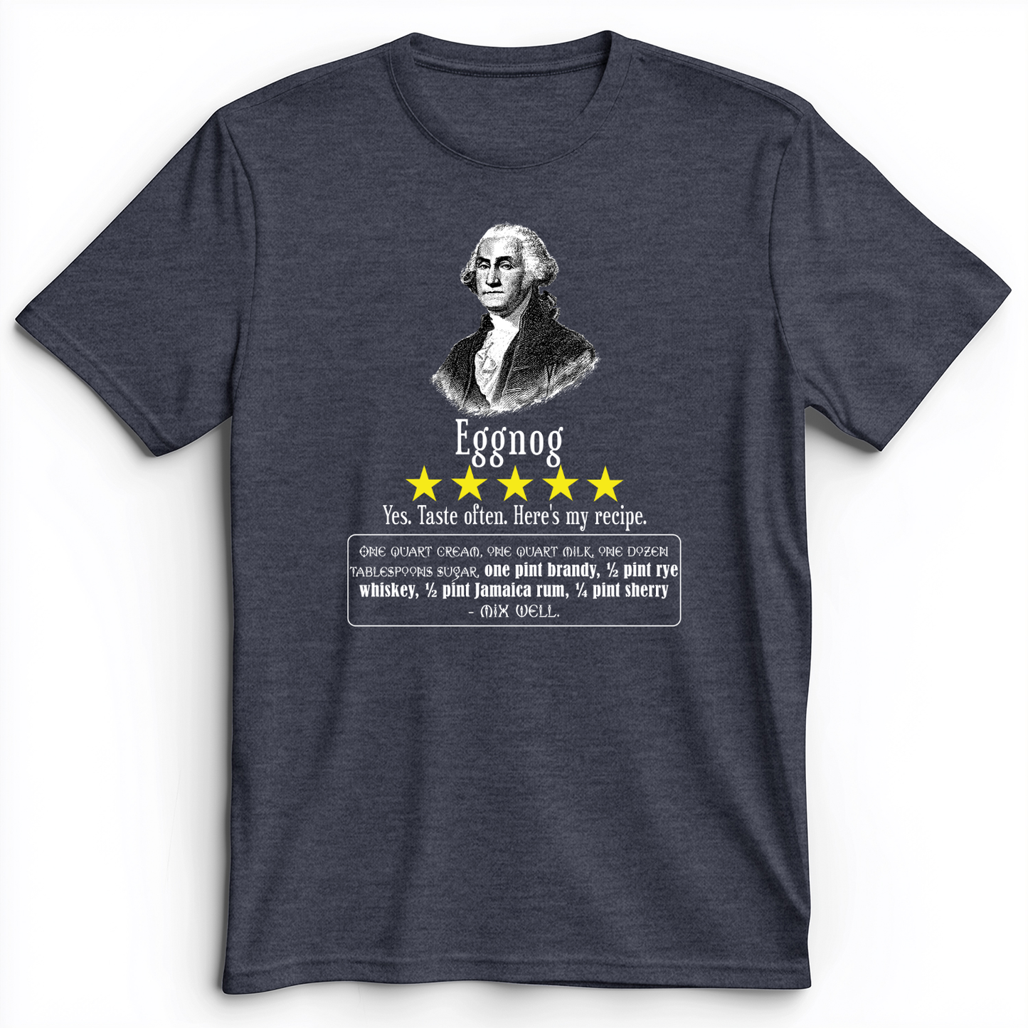 Eggnog George Washington Premium Tee Heather Navy / S