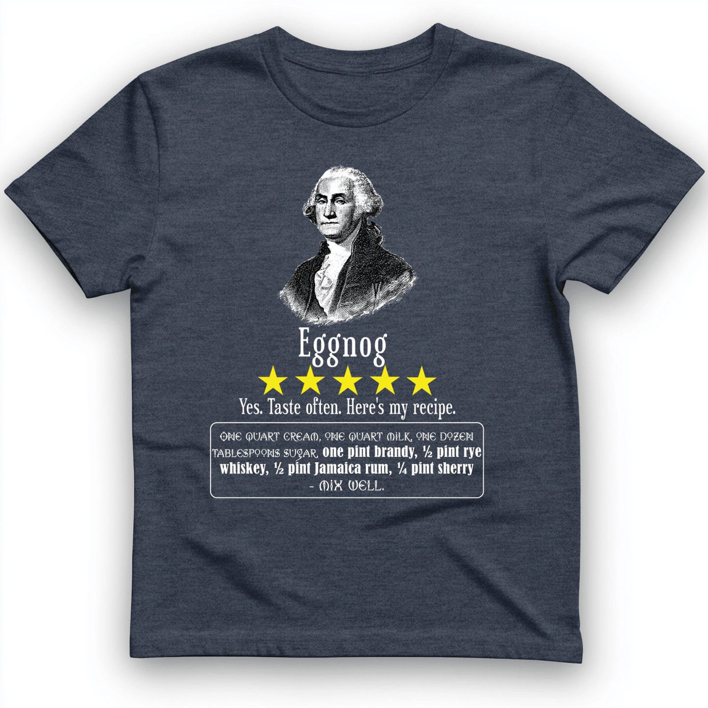 Eggnog George Washington T-Shirt Heather Navy / S