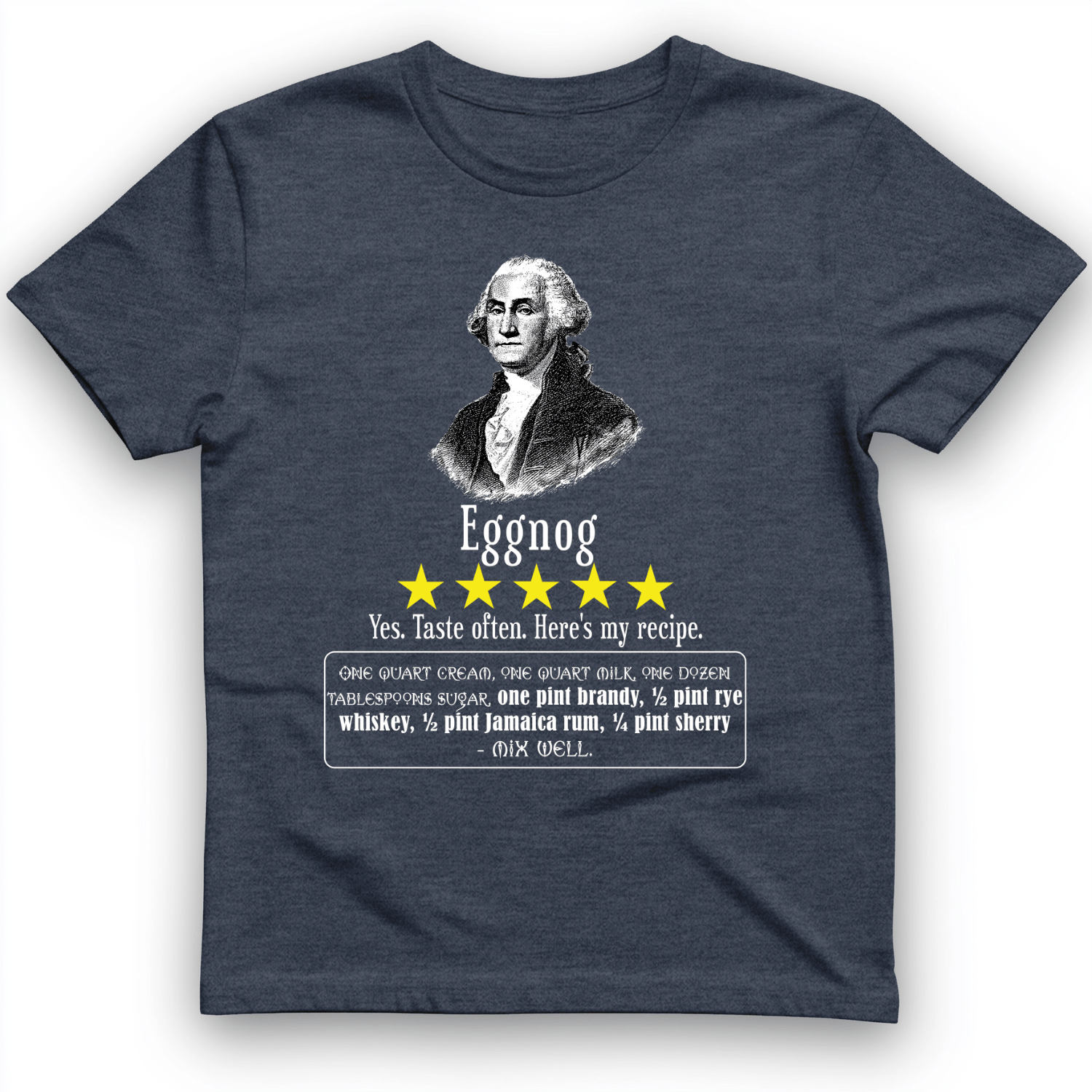 Eggnog George Washington T-Shirt Heather Navy / S