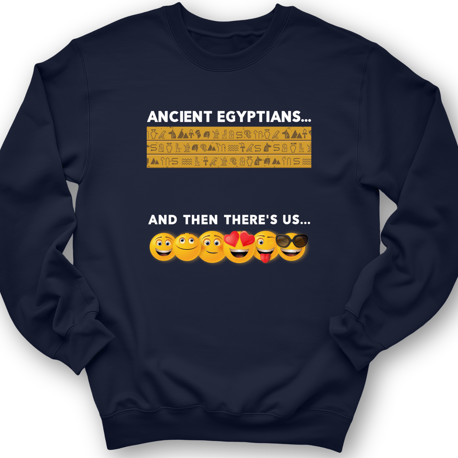 Egyptian Emoticons Crewneck Navy / S