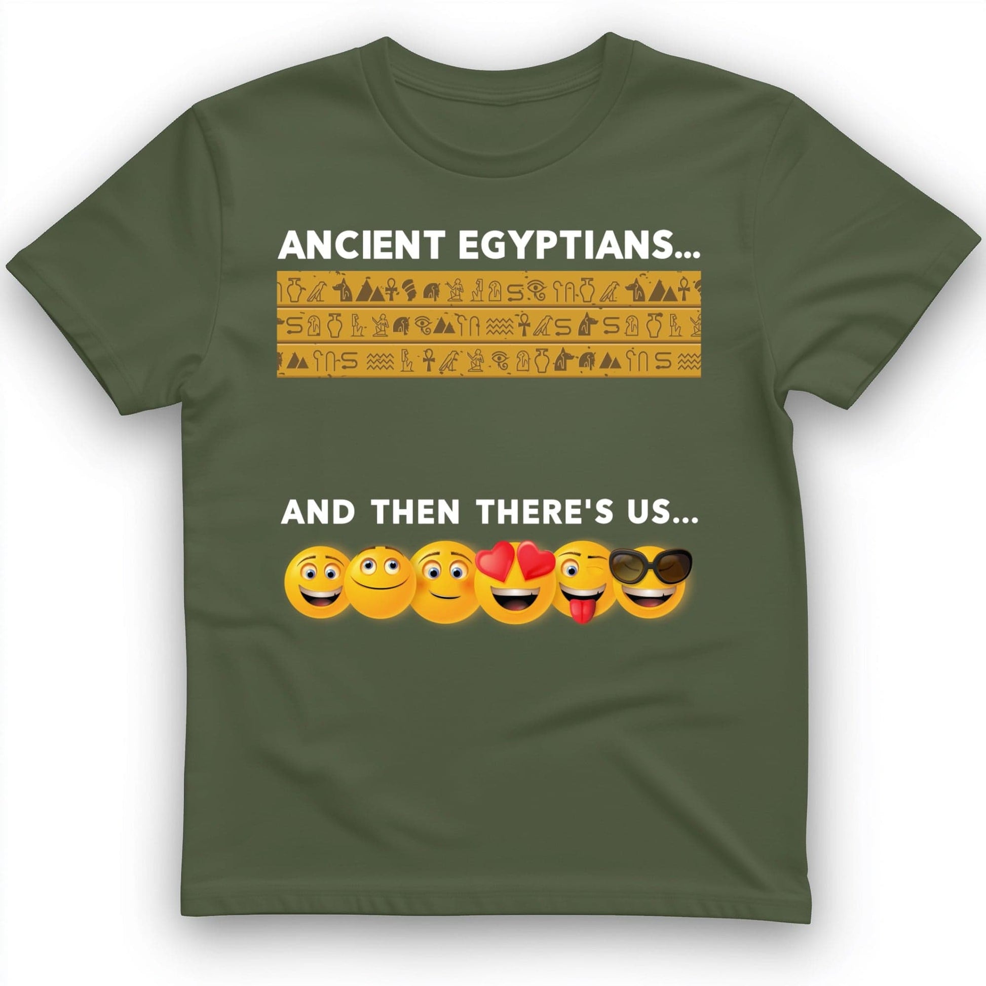 Egyptian Emoticons T-Shirt Military Green / S