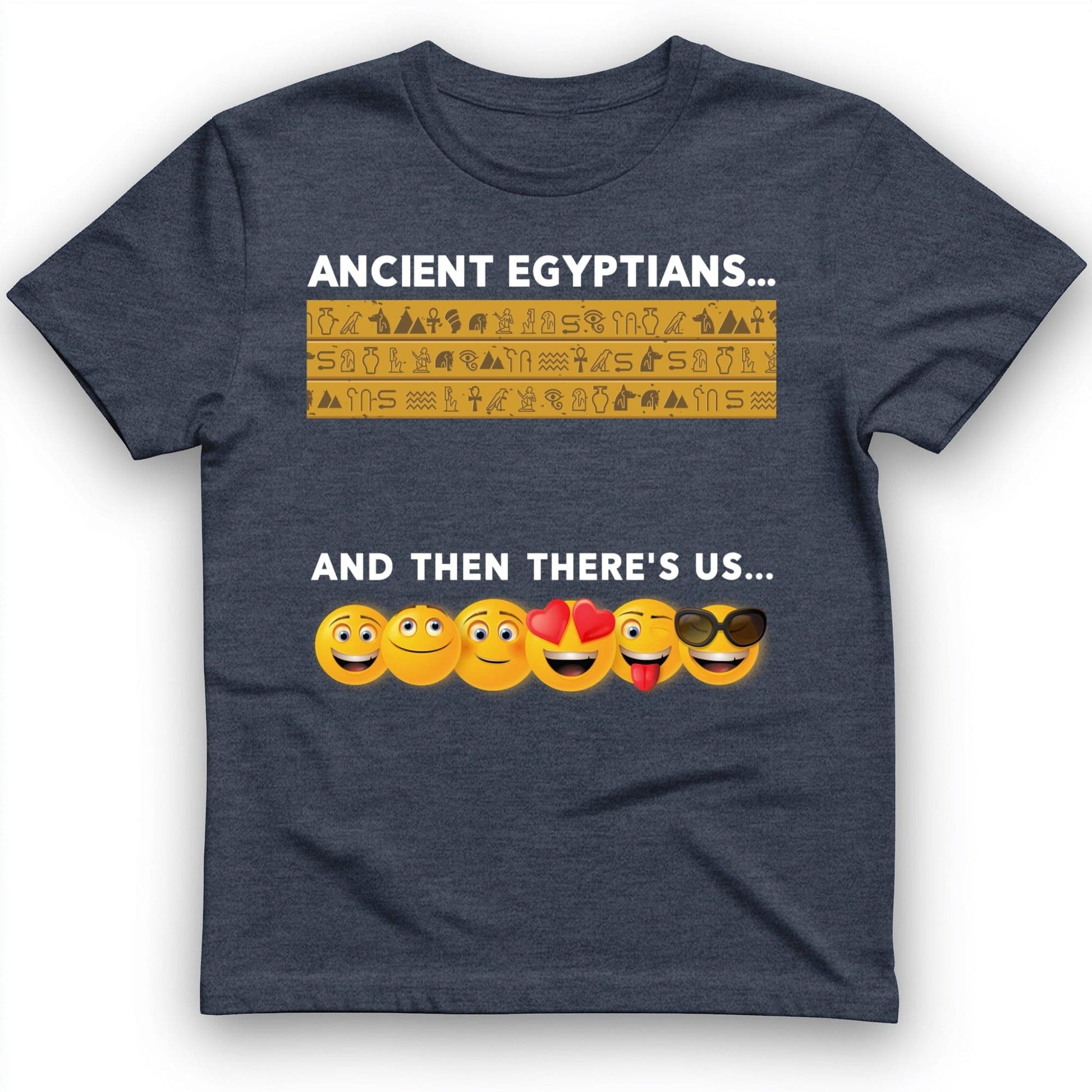 Egyptian Emoticons T-Shirt Heather Navy / S