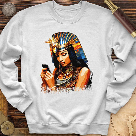 Egyptian Goddess Texting Crewneck White / S