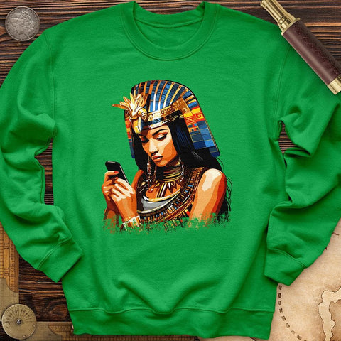 Egyptian Goddess Texting Crewneck Irish Green / S