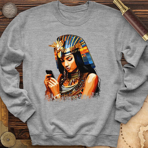 Egyptian Goddess Texting Crewneck Sport Grey / S