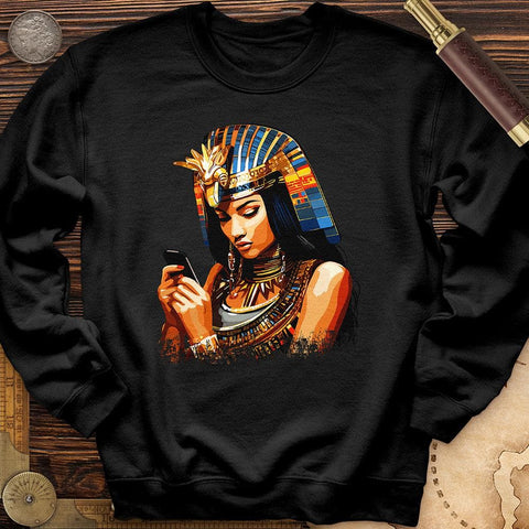 Egyptian Goddess Texting Crewneck Black / S