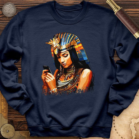 Egyptian Goddess Texting Crewneck Navy / S