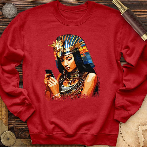 Egyptian Goddess Texting Crewneck Red / S