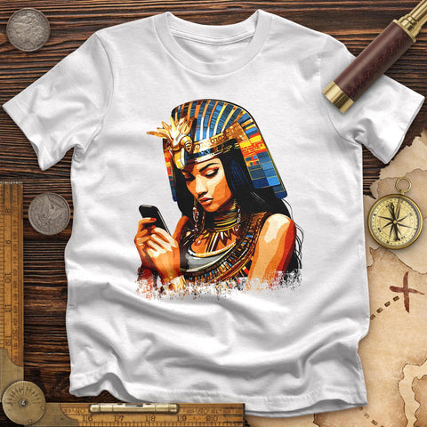 Egyptian Goddess Texting High Quality Tee White / S