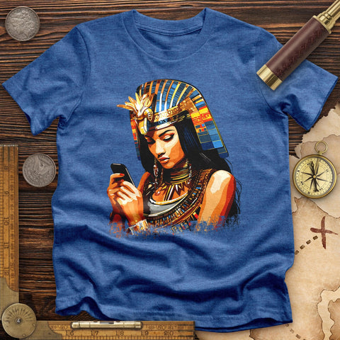 Egyptian Goddess Texting High Quality Tee Heather True Royal / S