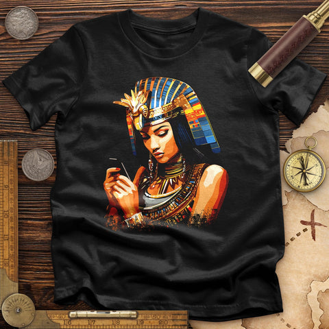 Egyptian Goddess Texting High Quality Tee Black / S