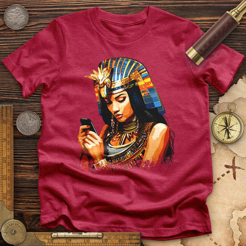 Egyptian Goddess Texting High Quality Tee Heather Red / S