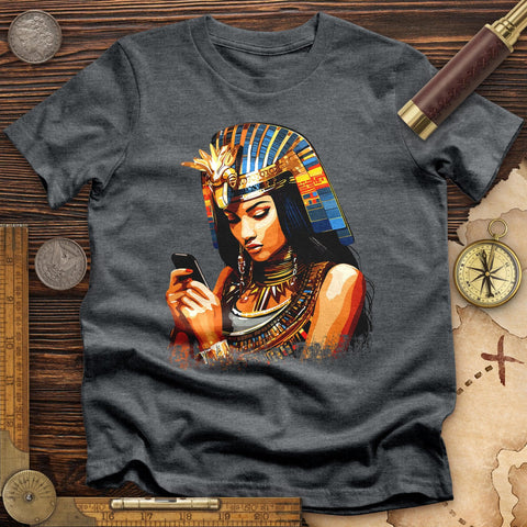 Egyptian Goddess Texting High Quality Tee Dark Grey Heather / S