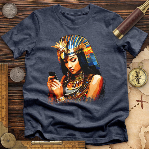 Egyptian Goddess Texting High Quality Tee Heather Navy / S