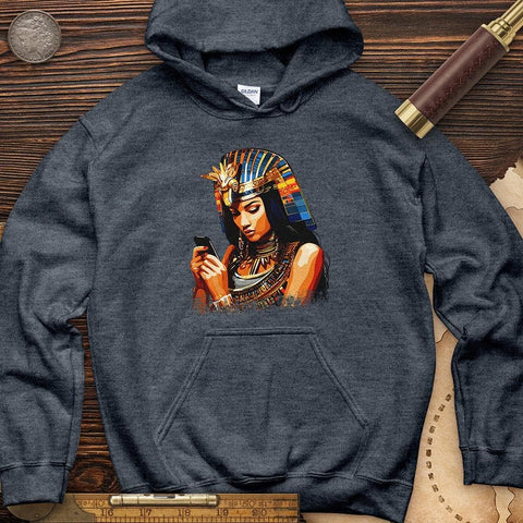 Egyptian Goddess Texting Hoodie Heather Navy / S