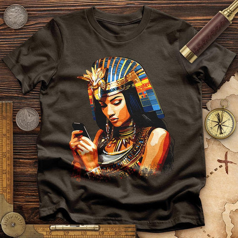 Egyptian Goddess Texting T-Shirt Dark Chocolate / S