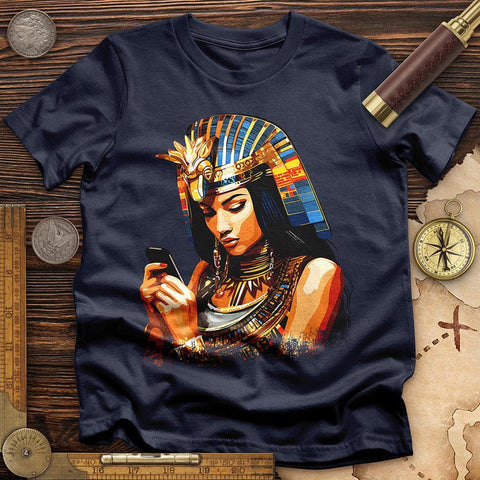 Egyptian Goddess Texting T-Shirt Navy / S