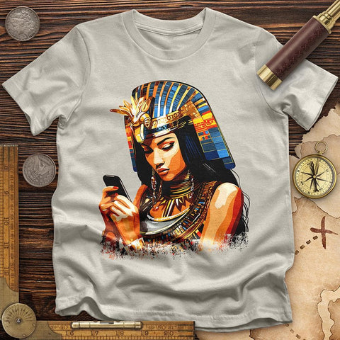 Egyptian Goddess Texting T-Shirt Ice Grey / S