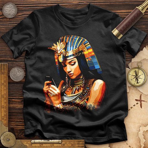 Egyptian Goddess Texting T-Shirt Black / S