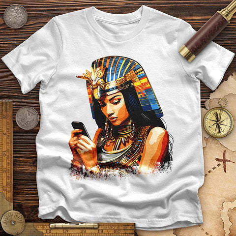 Egyptian Goddess Texting T-Shirt White / S