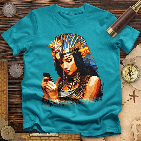 Egyptian Goddess Texting T-Shirt Tropical Blue / S