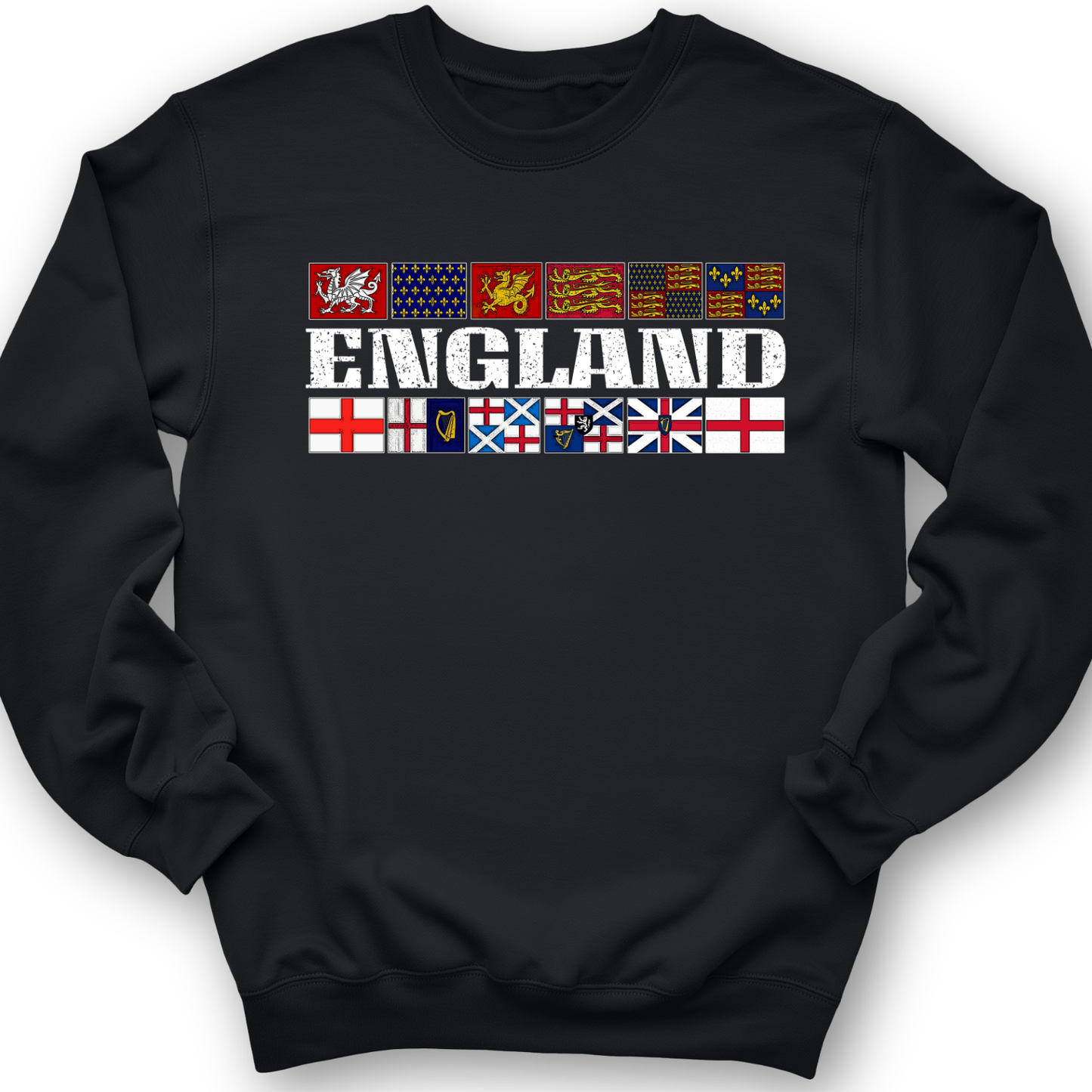English Flags 2 Crewneck Black / S