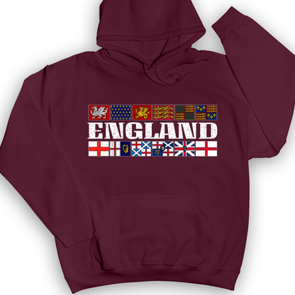 English Flags 2 Hoodie Maroon / S