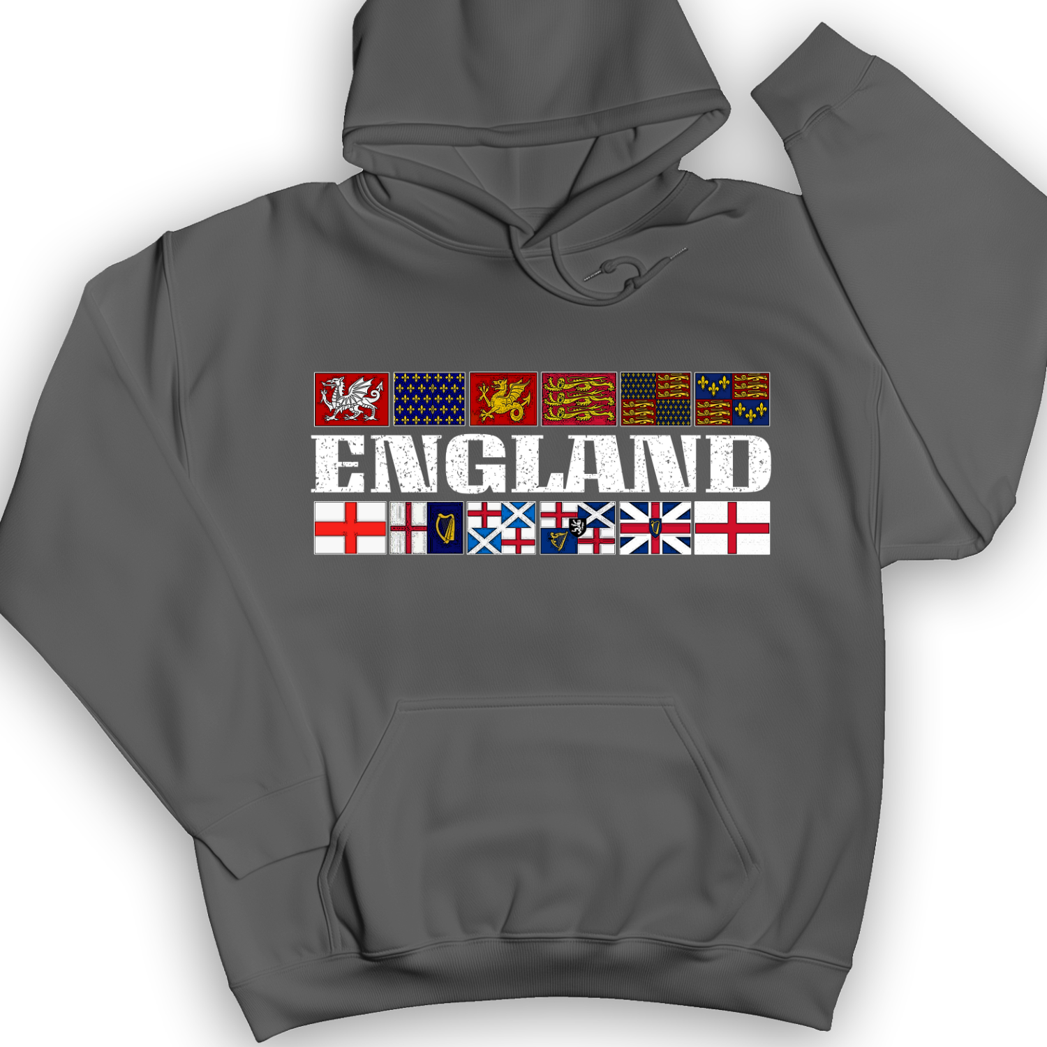 English Flags 2 Hoodie Charcoal / S