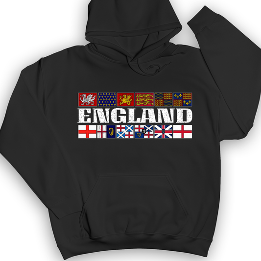 English Flags 2 Hoodie Black / S