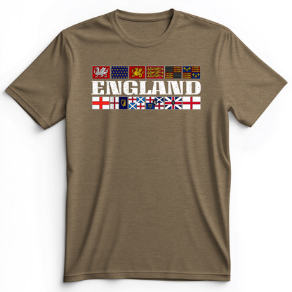 English Flags 2 Premium Tee Heather Olive / S