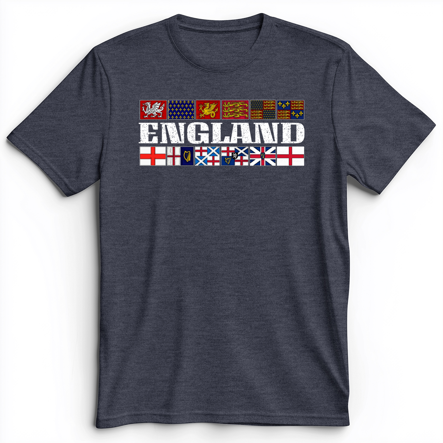 English Flags 2 Premium Tee Heather Navy / S