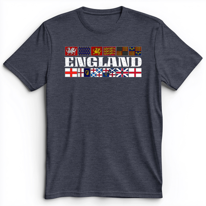 English Flags 2 Premium Tee Heather Navy / S
