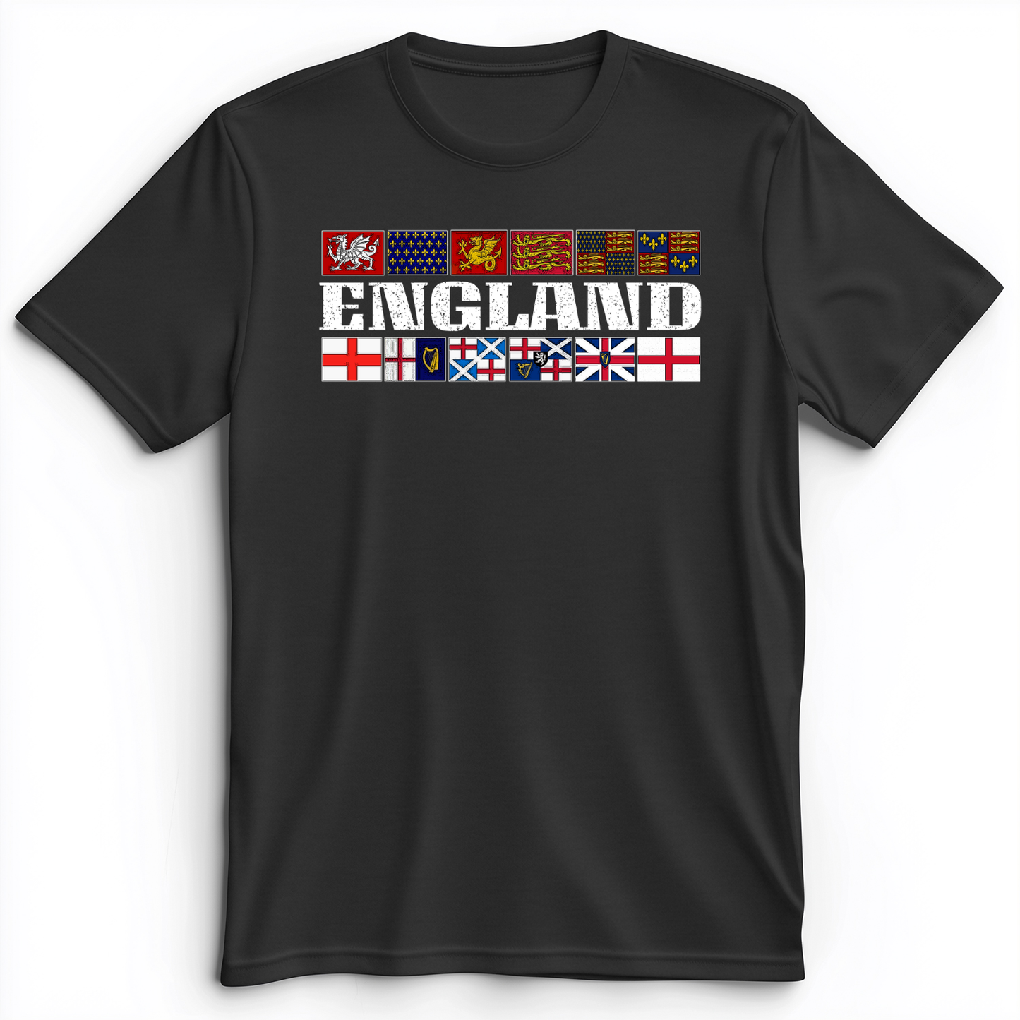English Flags 2 Premium Tee Dark Grey Heather / S