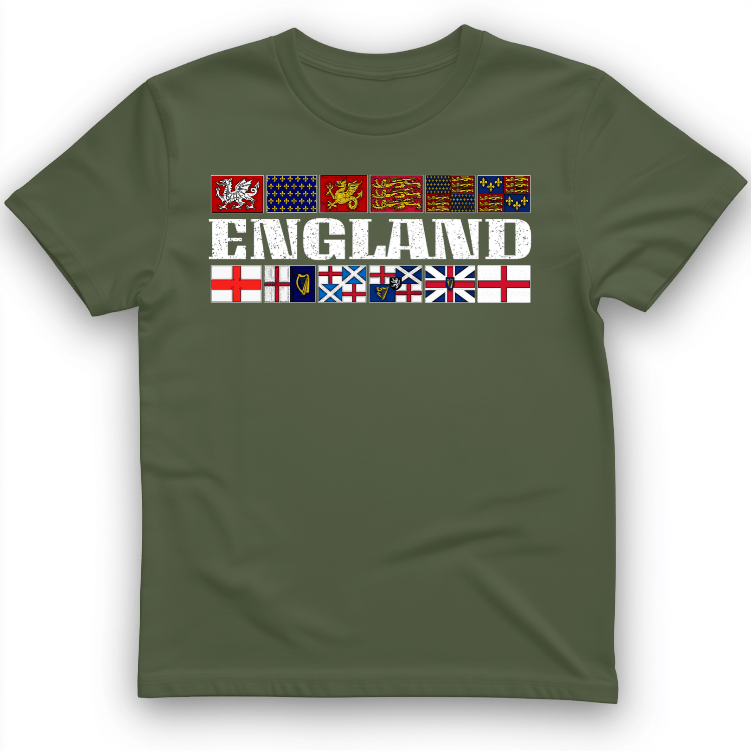 English Flags 2 T-Shirt Military Green / S