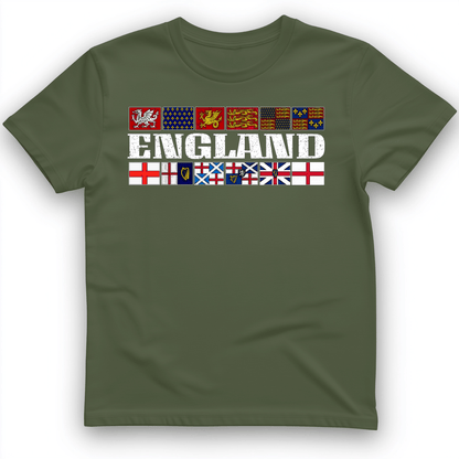 English Flags 2 T-Shirt Military Green / S