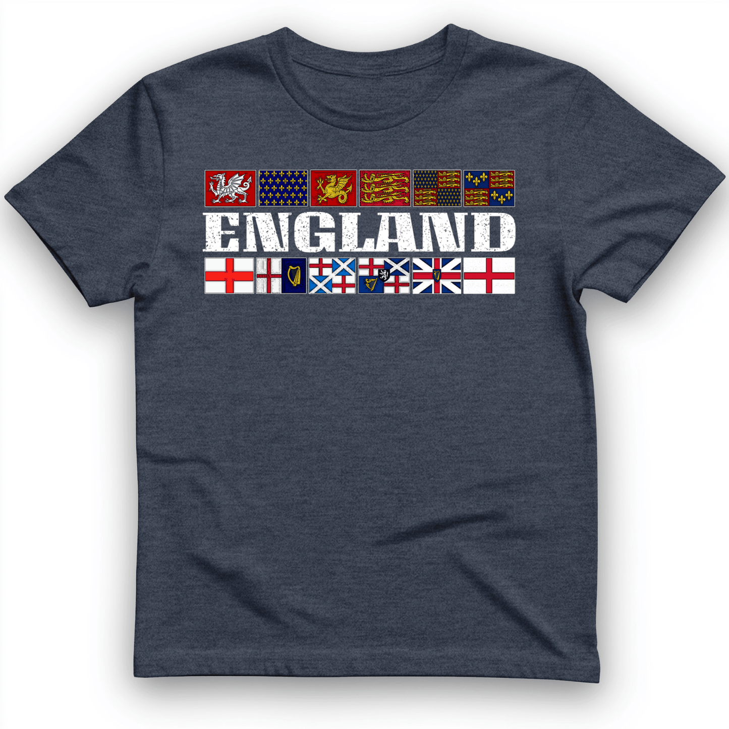 English Flags 2 T-Shirt Heather Navy / S