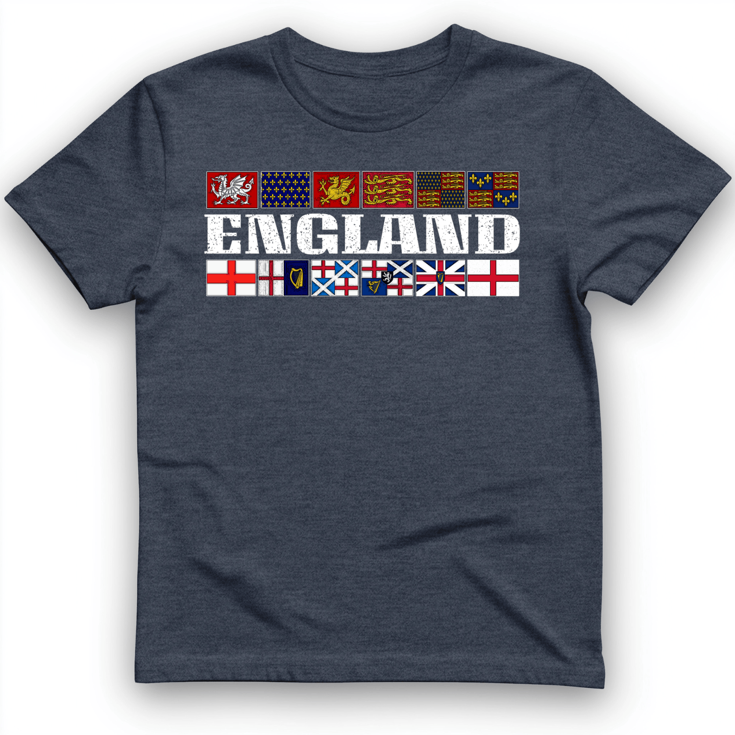 English Flags 2 T-Shirt Heather Navy / S