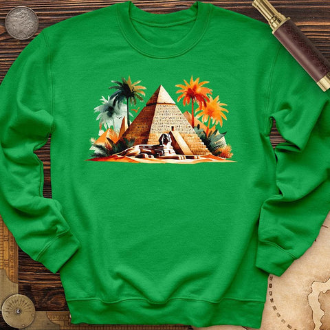 Enigmatic Egyptian Pyramid Crewneck Irish Green / S