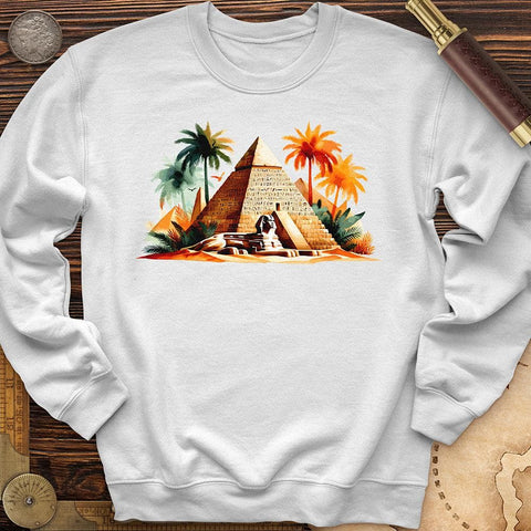 Enigmatic Egyptian Pyramid Crewneck White / S