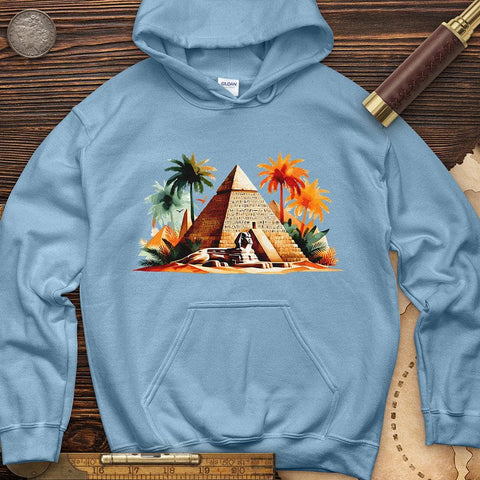 Enigmatic Egyptian Pyramid Hoodie Light Blue / S