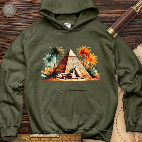 Enigmatic Egyptian Pyramid Hoodie Military Green / S