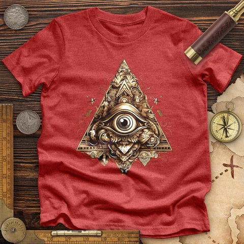 Eye in Triangle High Quality Tee Heather Red / S