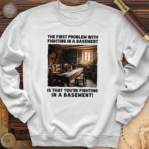 Fighting in a Basement Crewneck White / S