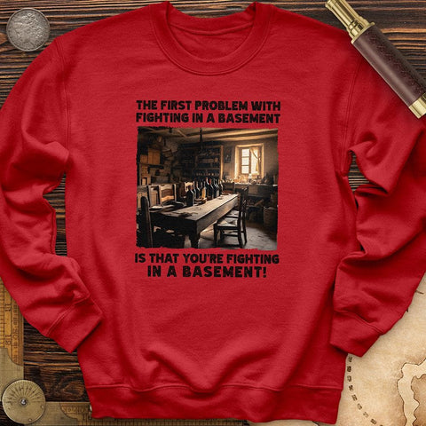 Fighting in a Basement Crewneck Red / S