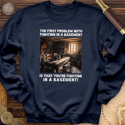 Fighting in a Basement Crewneck Navy / S