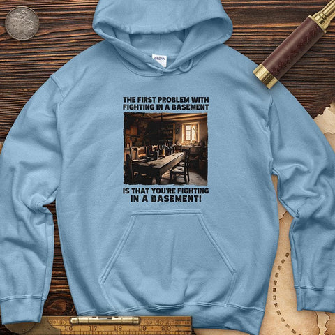 Fighting in a Basement Hoodie Light Blue / S