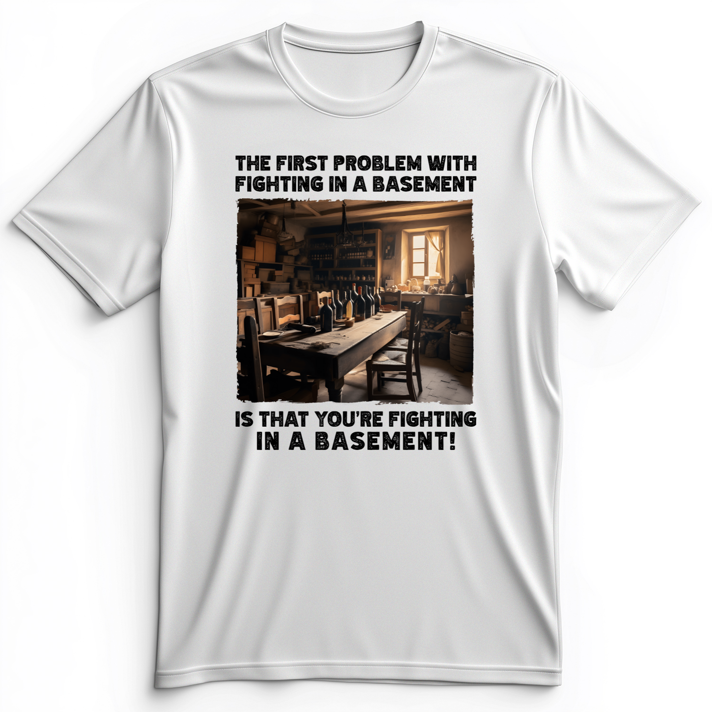 Fighting in a Basement Premium Tee White / S