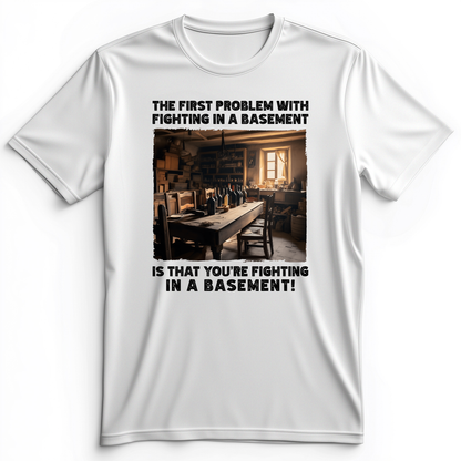 Fighting in a Basement Premium Tee White / S