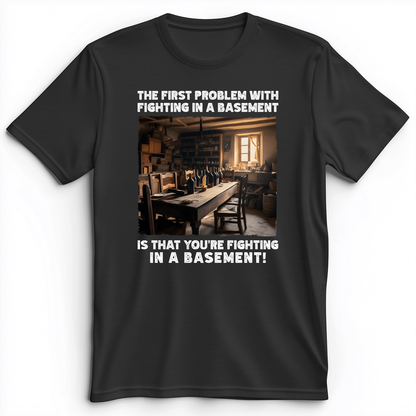Fighting in a Basement Premium Tee Dark Grey Heather / S